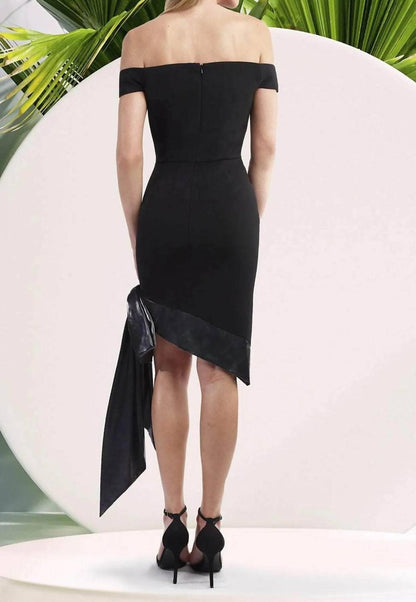 Fitted Straight-across Neck Formal Midi Dress