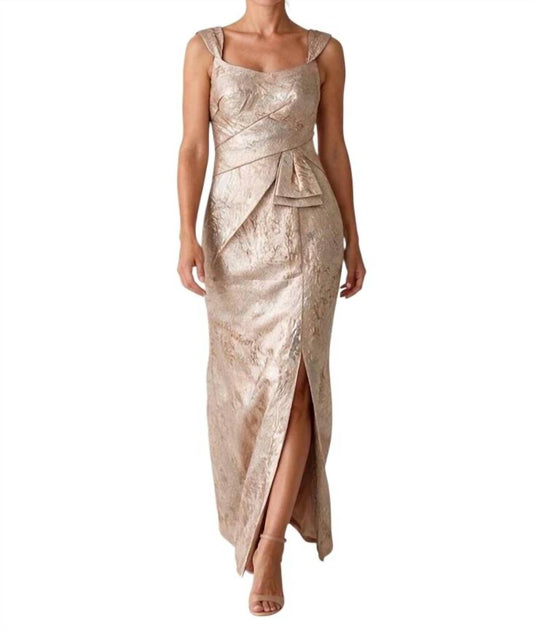 Metallic Foldover Sleeveless Off The Shoulder Maxi Dress