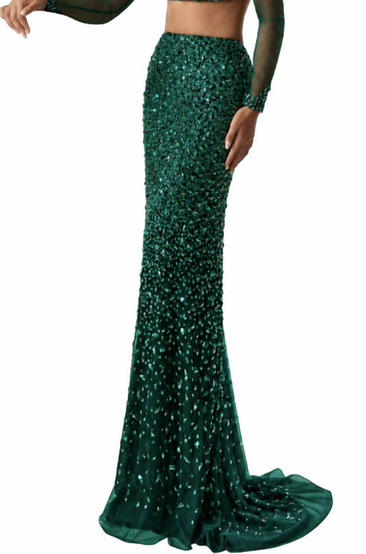 Long Sleeve Ornate Prom Maxi Skirt Set