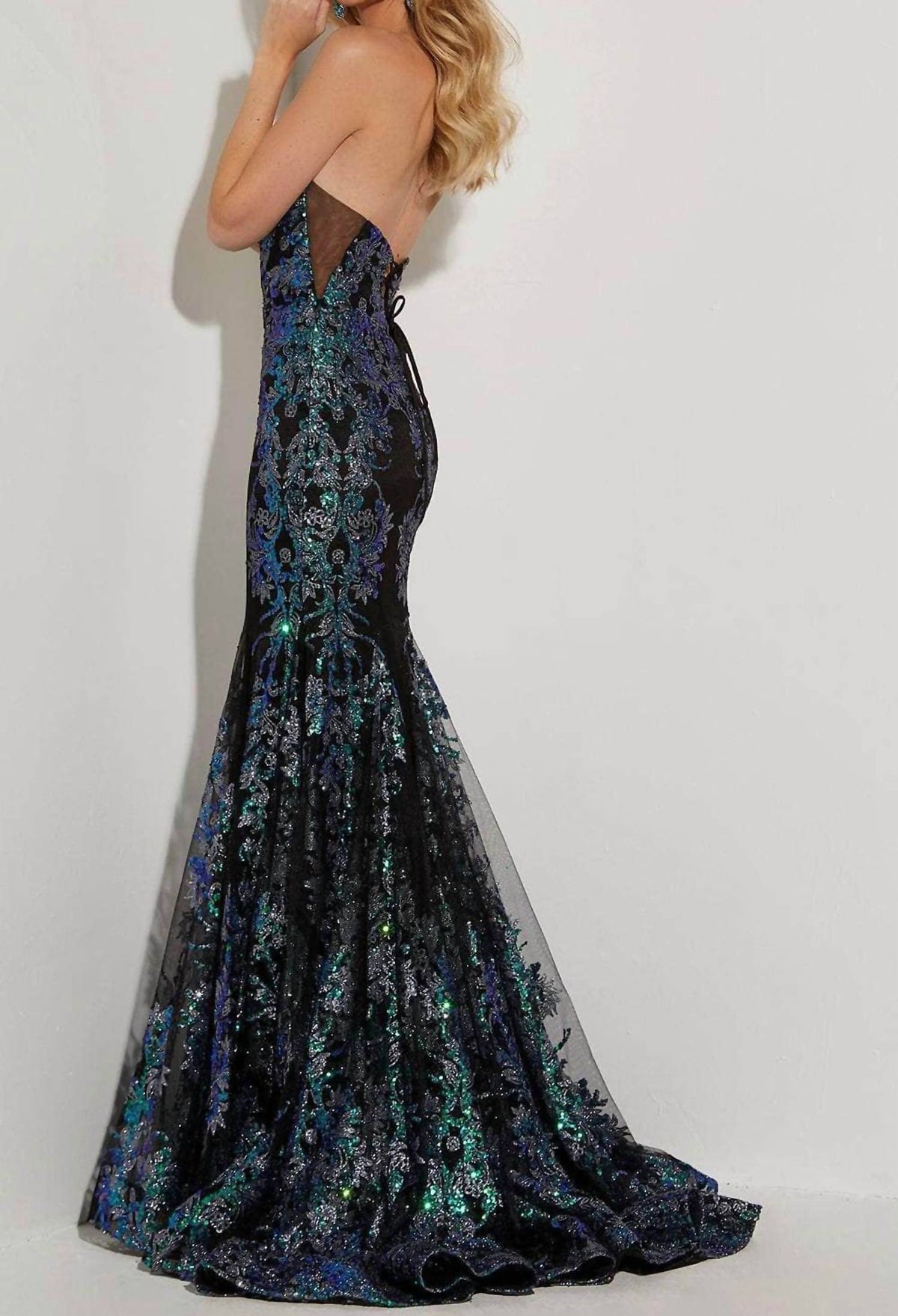 Sweetheart Floral Beaded Prom Dress