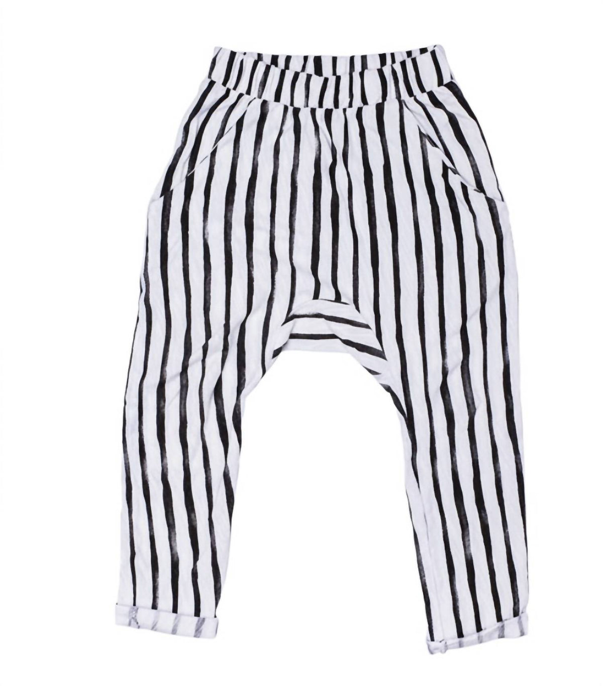 JOAHLOVE Kids Emilio Vertical Stripe Harem Pants in Black and White