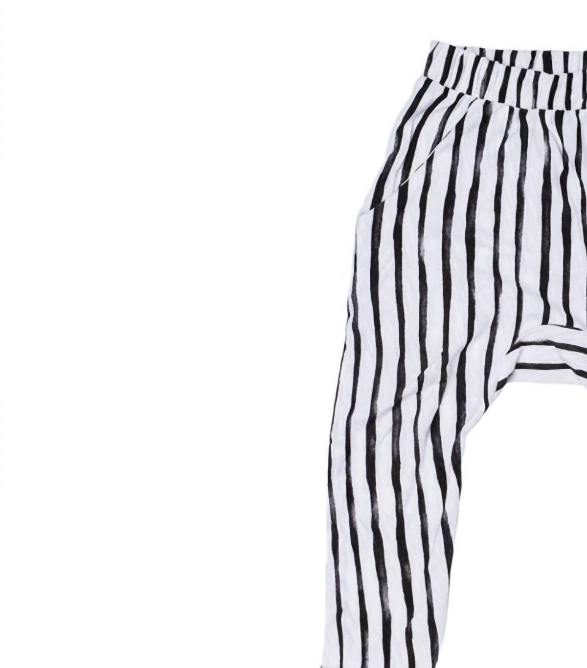 JOAHLOVE Kids Emilio Vertical Stripe Harem Pants in Black and White - view 2
