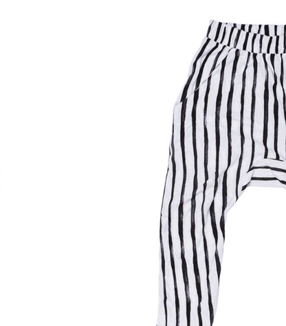 JOAHLOVE Kids Emilio Vertical Stripe Harem Pants in Black and White - view 2