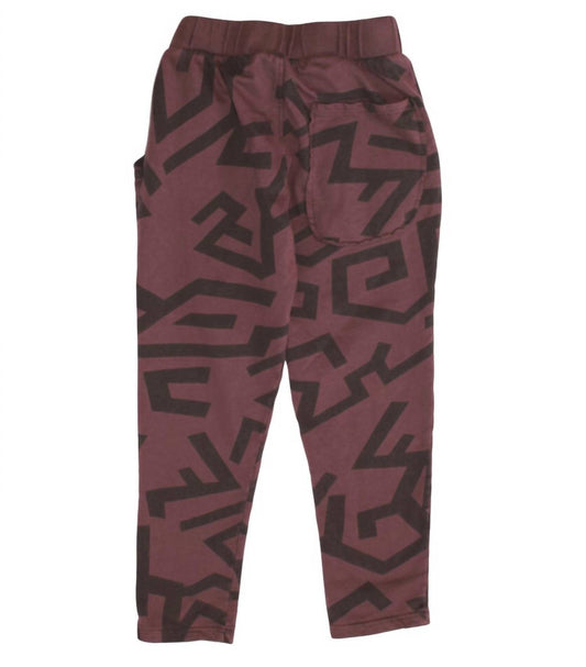 JOAHLOVE Kids Ricky-geo Pants in Maroon - view 2