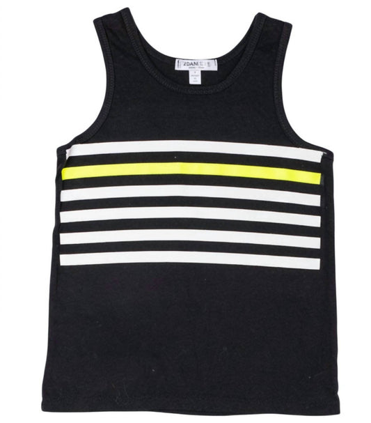 JOAHLOVE Kids Stripe Print Tank Top in Black