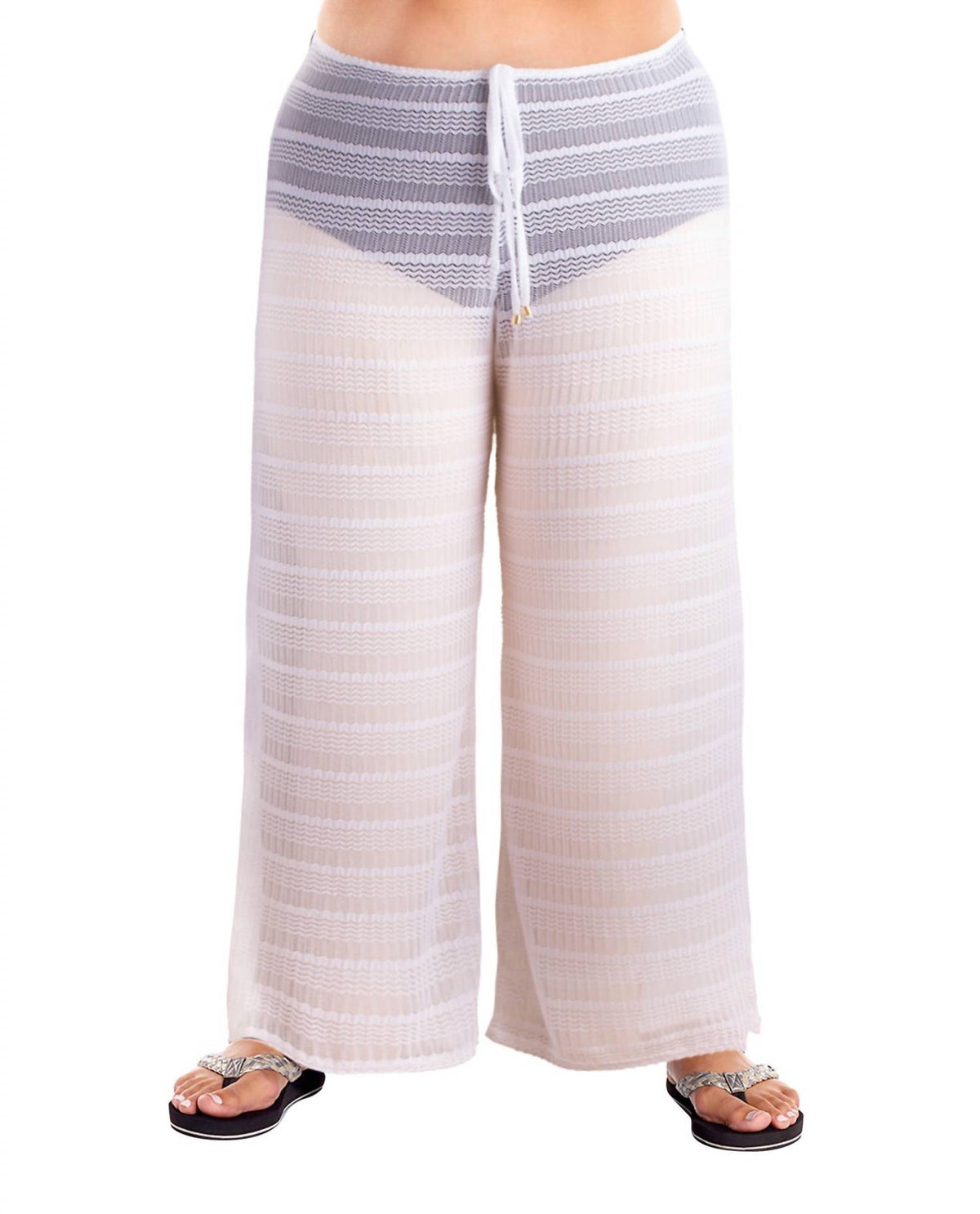 Arrow Chevron Textured Tie Front Pants - PLUS