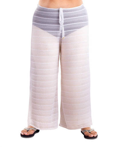 Arrow Chevron Textured Tie Front Pants - PLUS