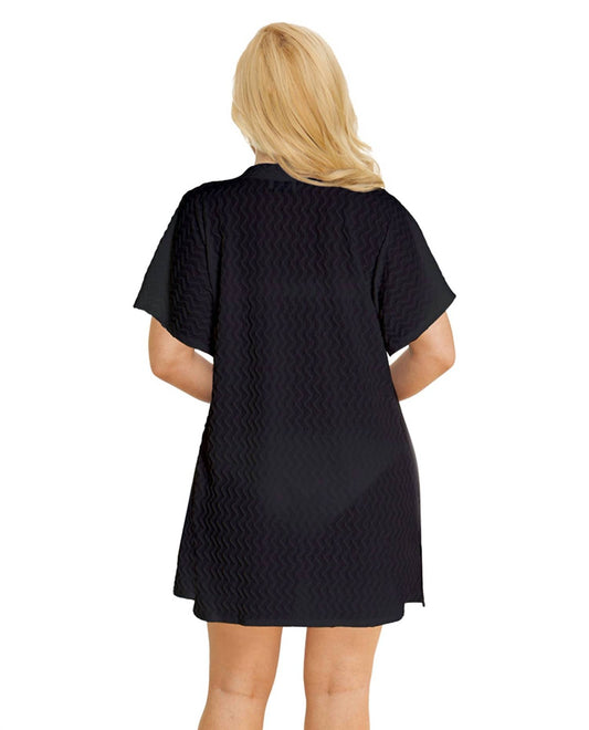 Braided Chevron Button Up Tunic - Plus Size