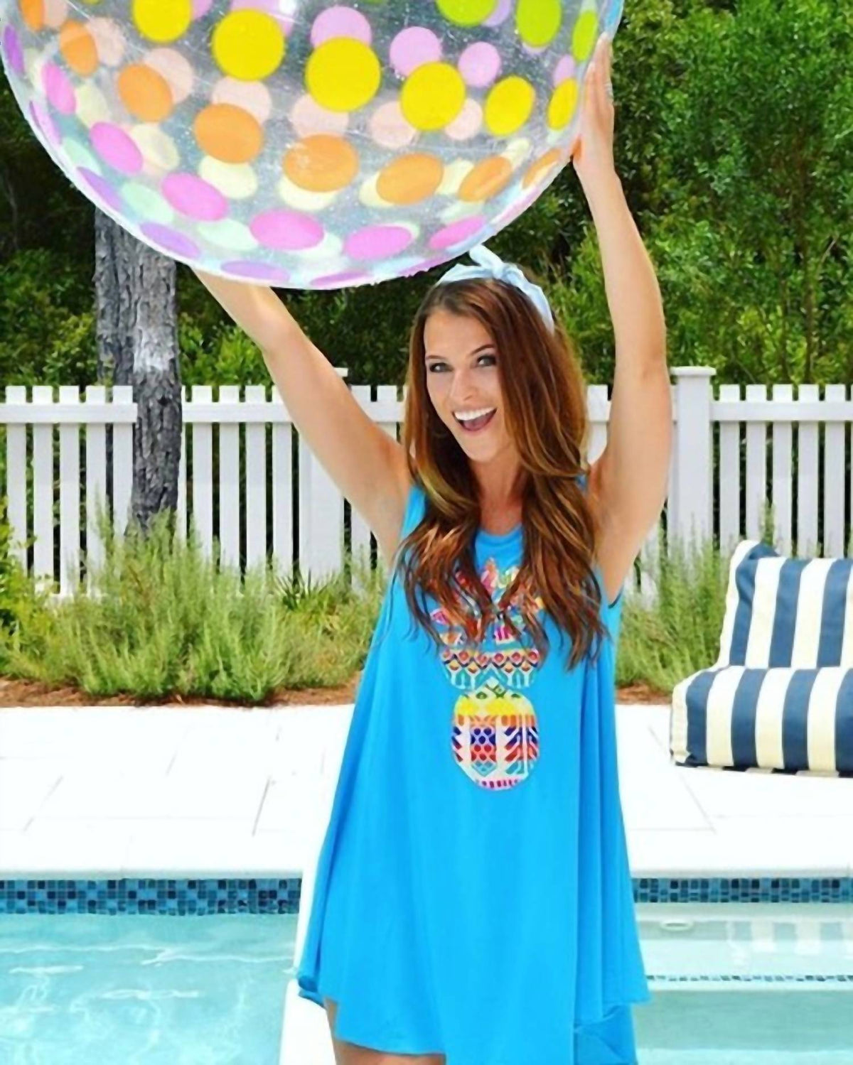 Shift Dress with Pineapple Applique