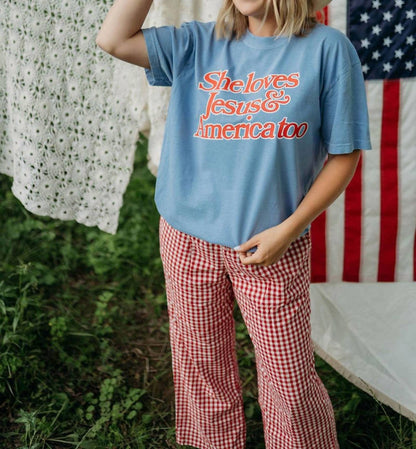 Loves Jesus And America Too Tee