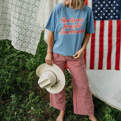 Loves Jesus And America Too Tee