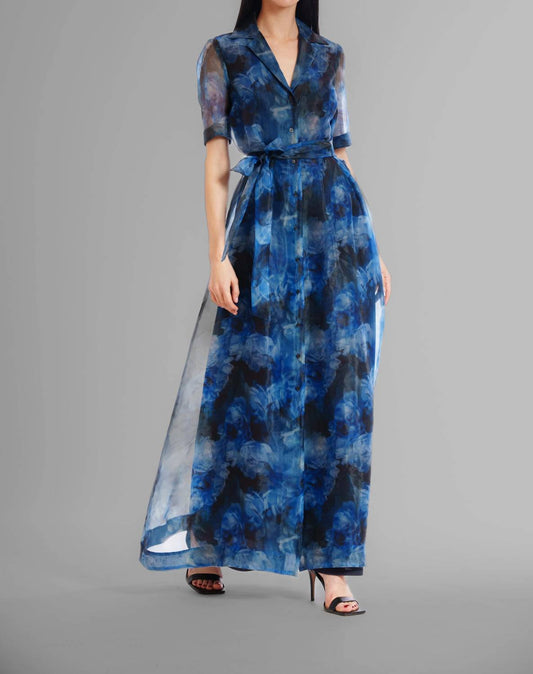 Printed Organza Shirt Dress