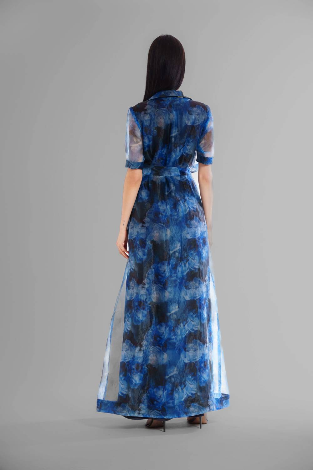 Printed Organza Shirt Dress