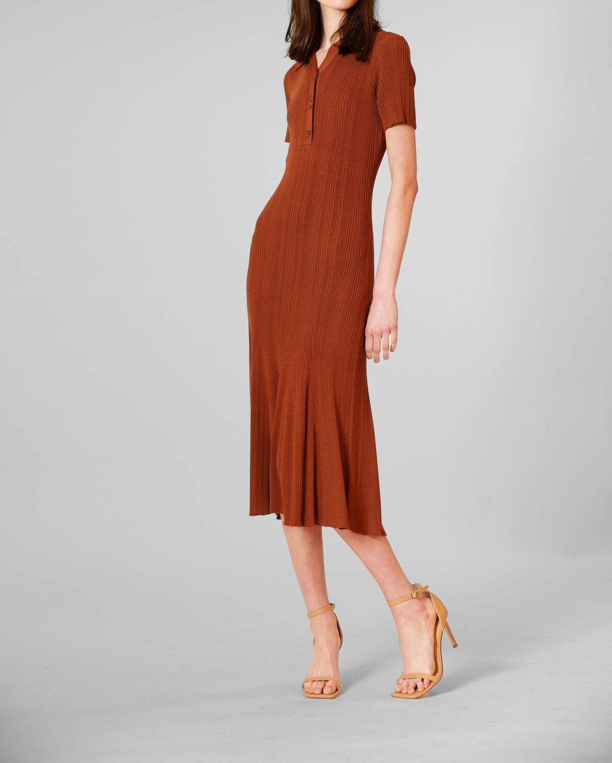 Short Sleeve Ribbed Knit Dress