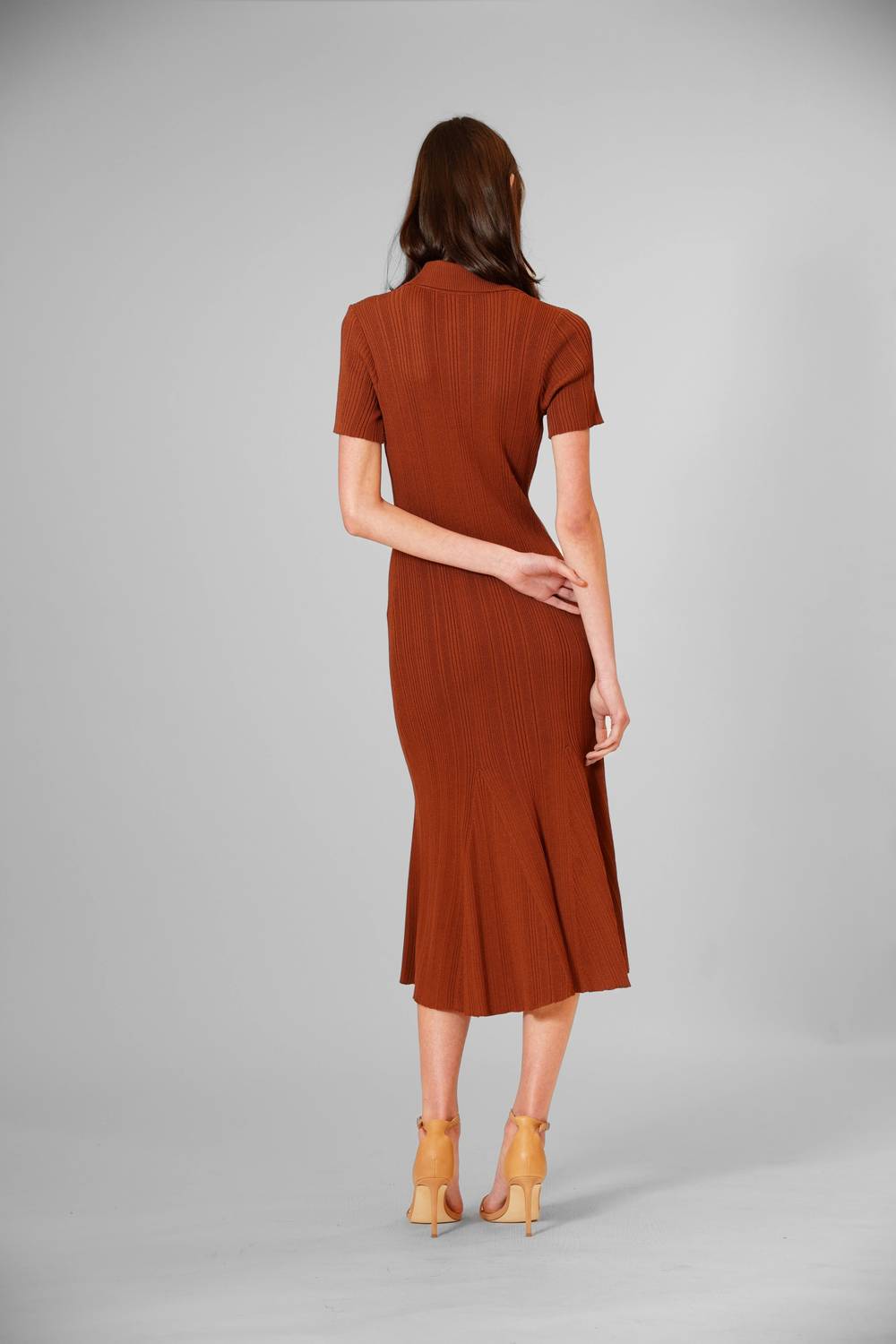Short Sleeve Ribbed Knit Dress