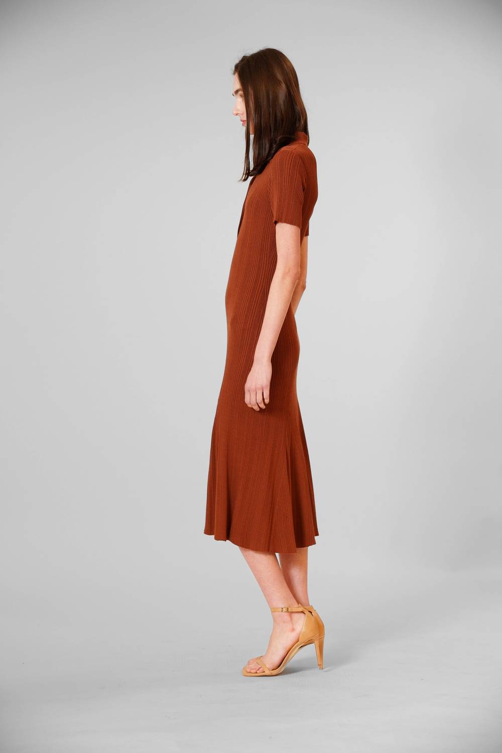 Short Sleeve Ribbed Knit Dress