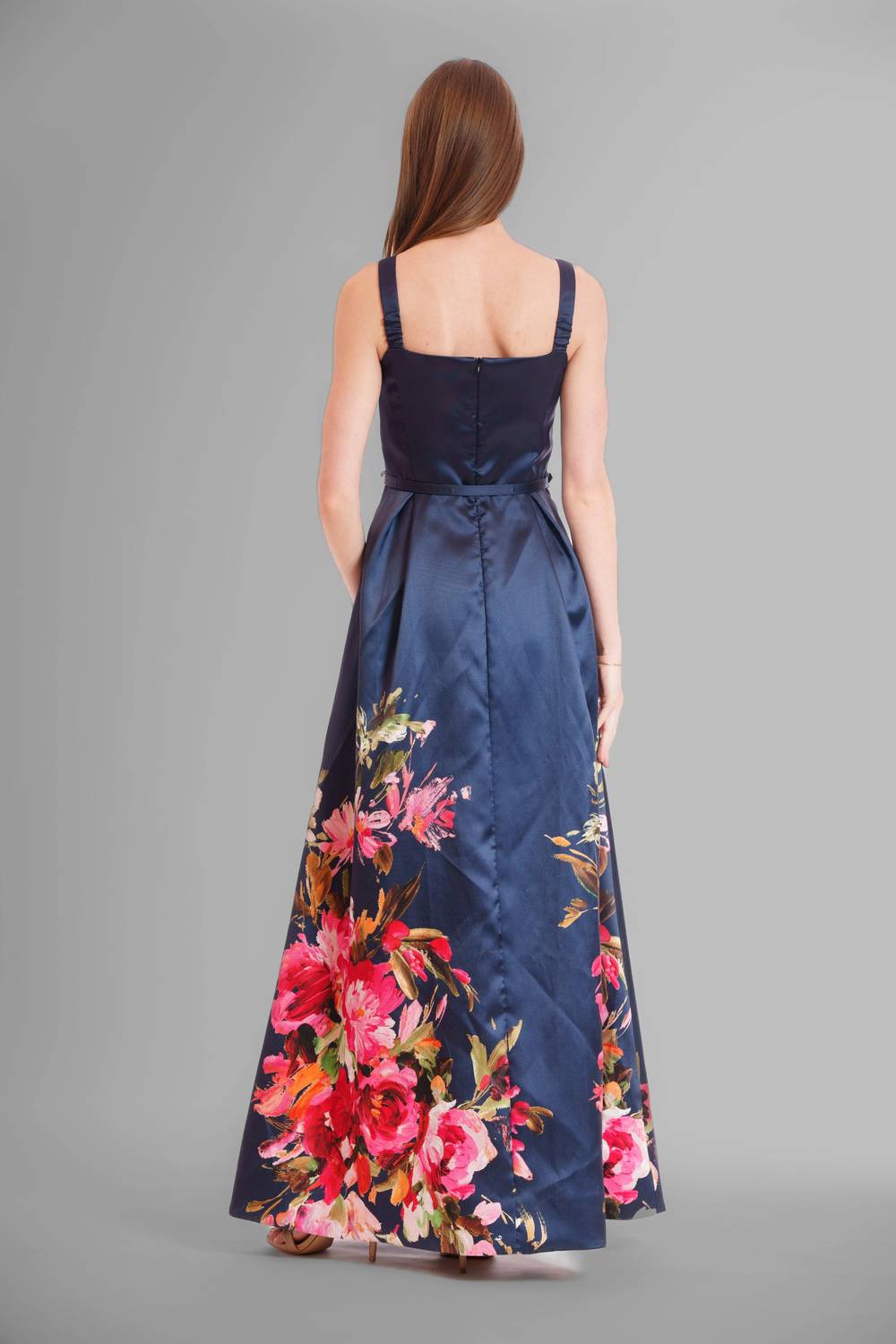 Square Neck Floral Gown