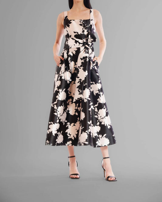 Square Neck Floral Midi Dress