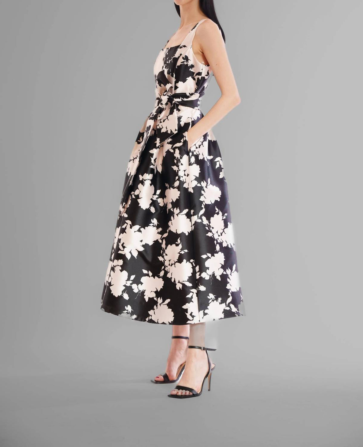 Square Neck Floral Midi Dress