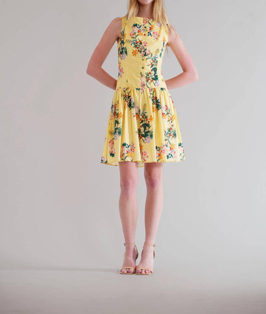 Square Neck Floral Short Dress
