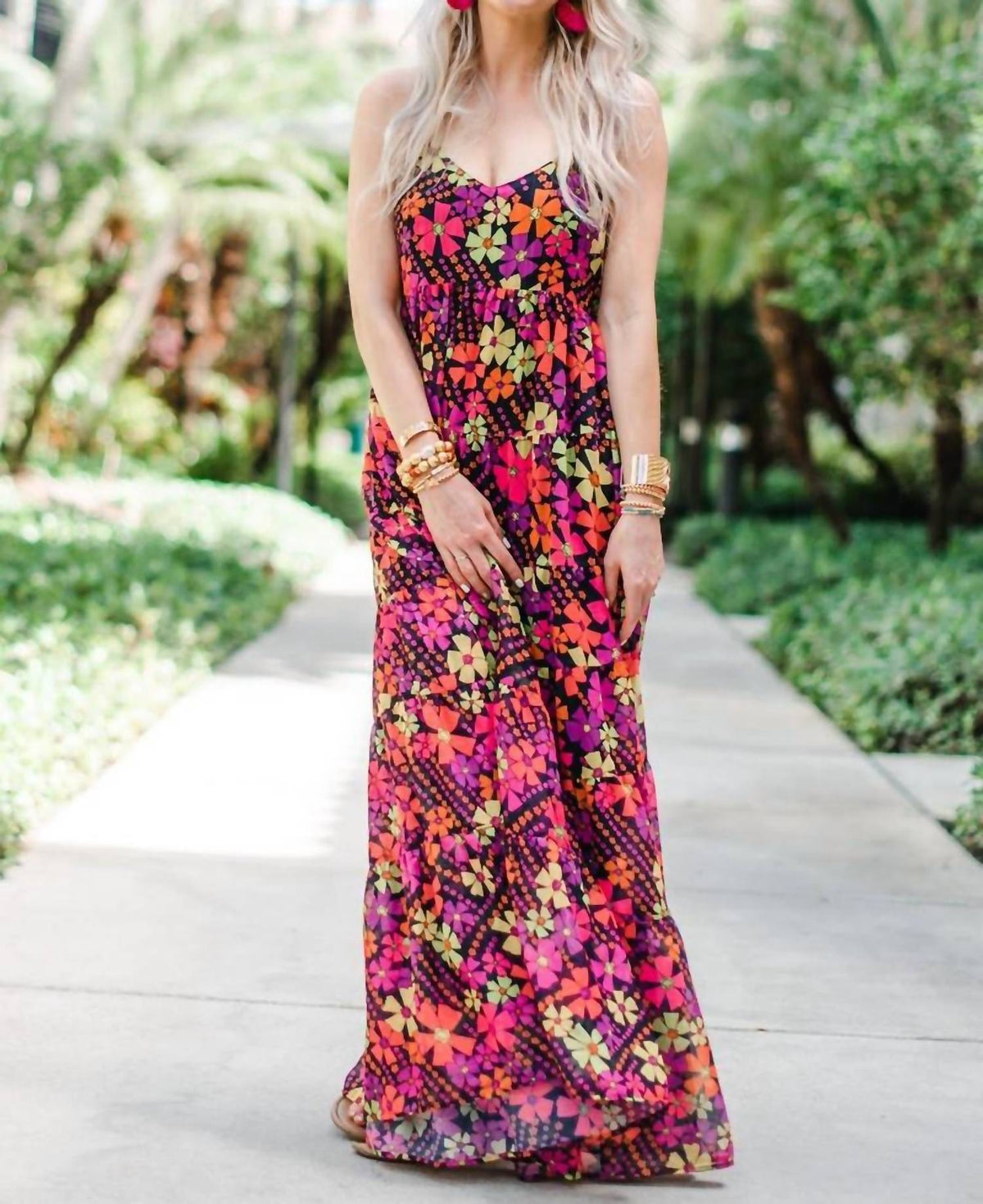 Women's V-Neckline Flower Dress