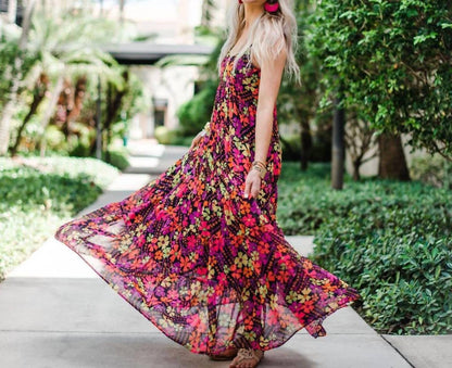 Women's V-Neckline Flower Dress