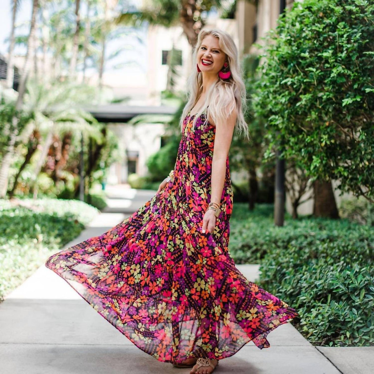 Women's V-Neckline Flower Dress