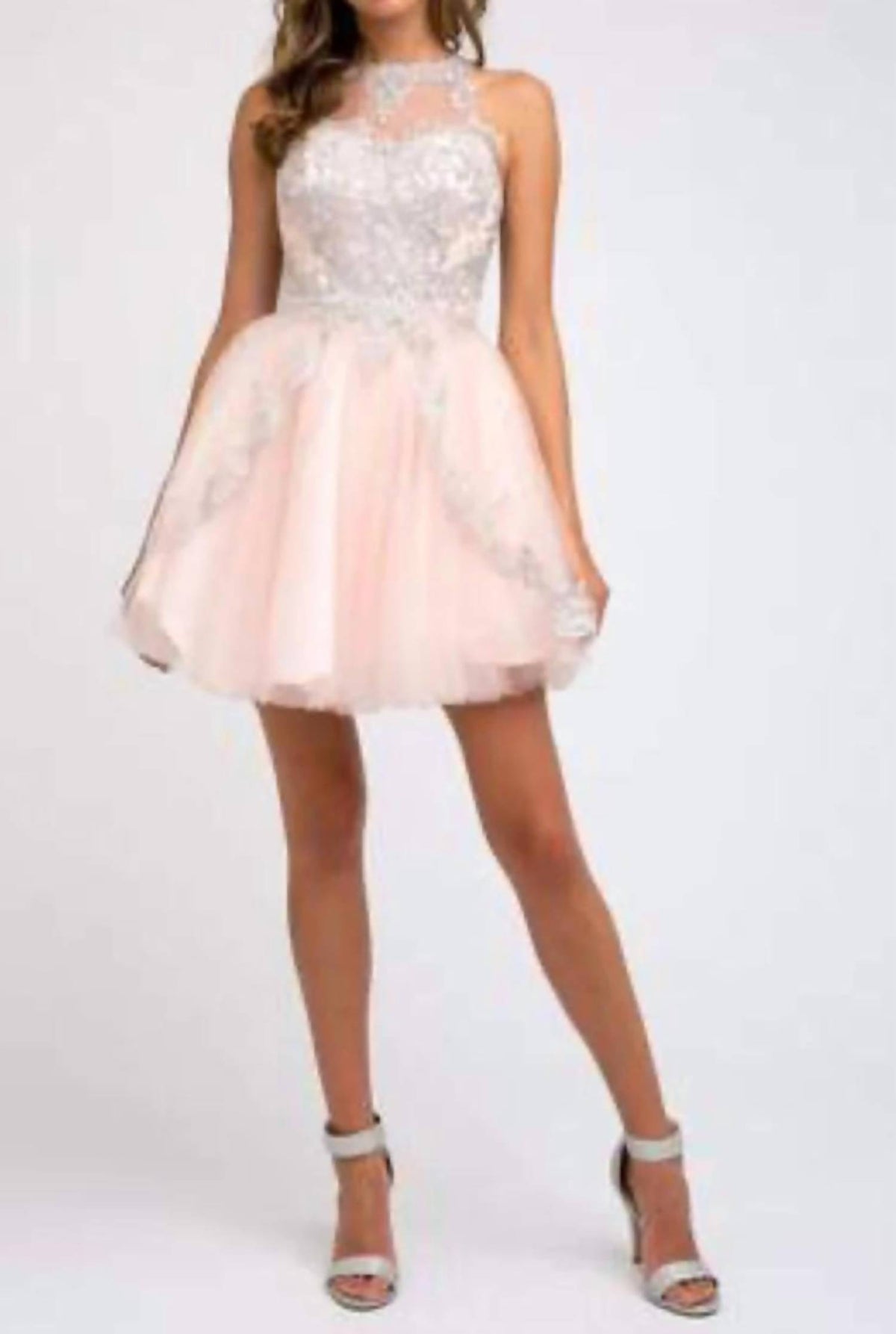Embroidered Bodice And Tiered Skirt Short Dress