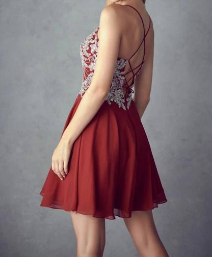 Rhinestone Embellished Chiffon Short Dress