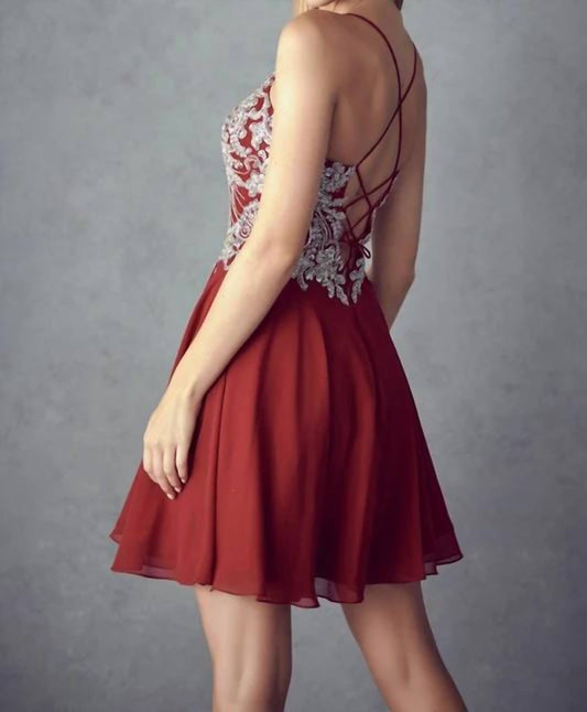 Rhinestone Embellished Chiffon Short Dress