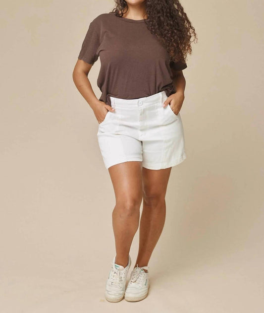 Jungmaven Unisex - Venice High Waist Shorts in Washed White - view 2