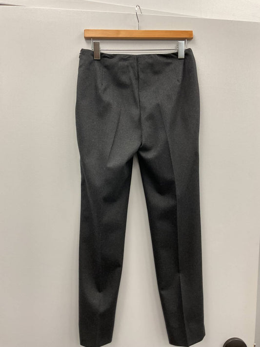 CHARCOAL FLAT FRONT SIDE ZIP WOOL PANT