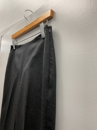 CHARCOAL FLAT FRONT SIDE ZIP WOOL PANT