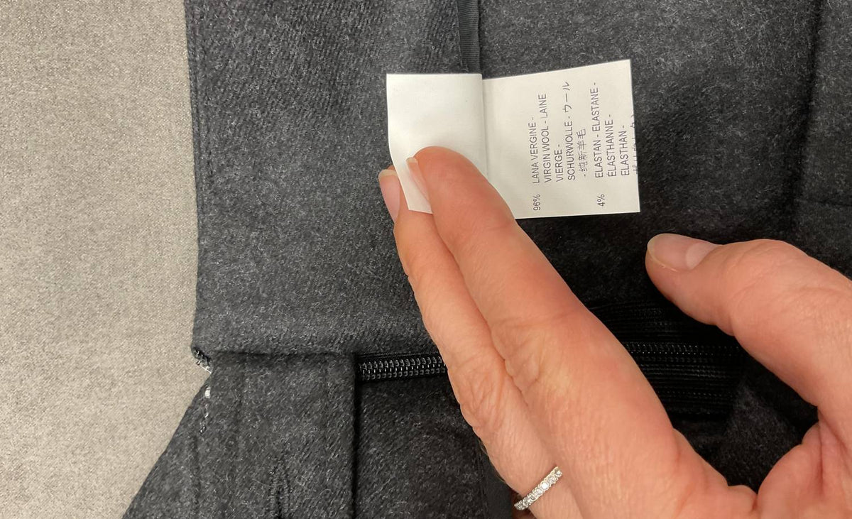 CHARCOAL FLAT FRONT SIDE ZIP WOOL PANT