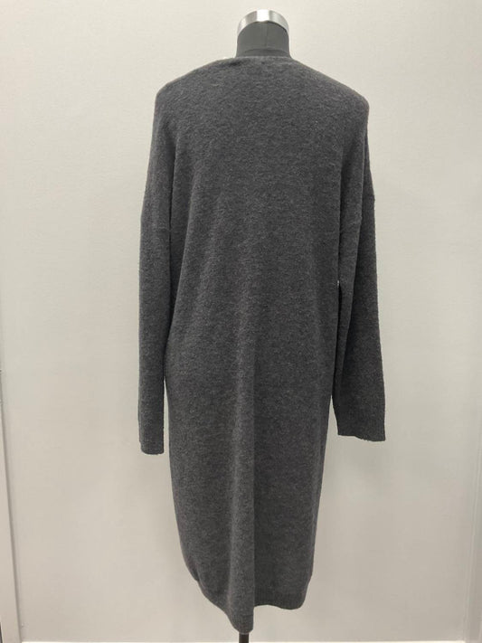 CHARCOAL V NECK WOOL DRESS