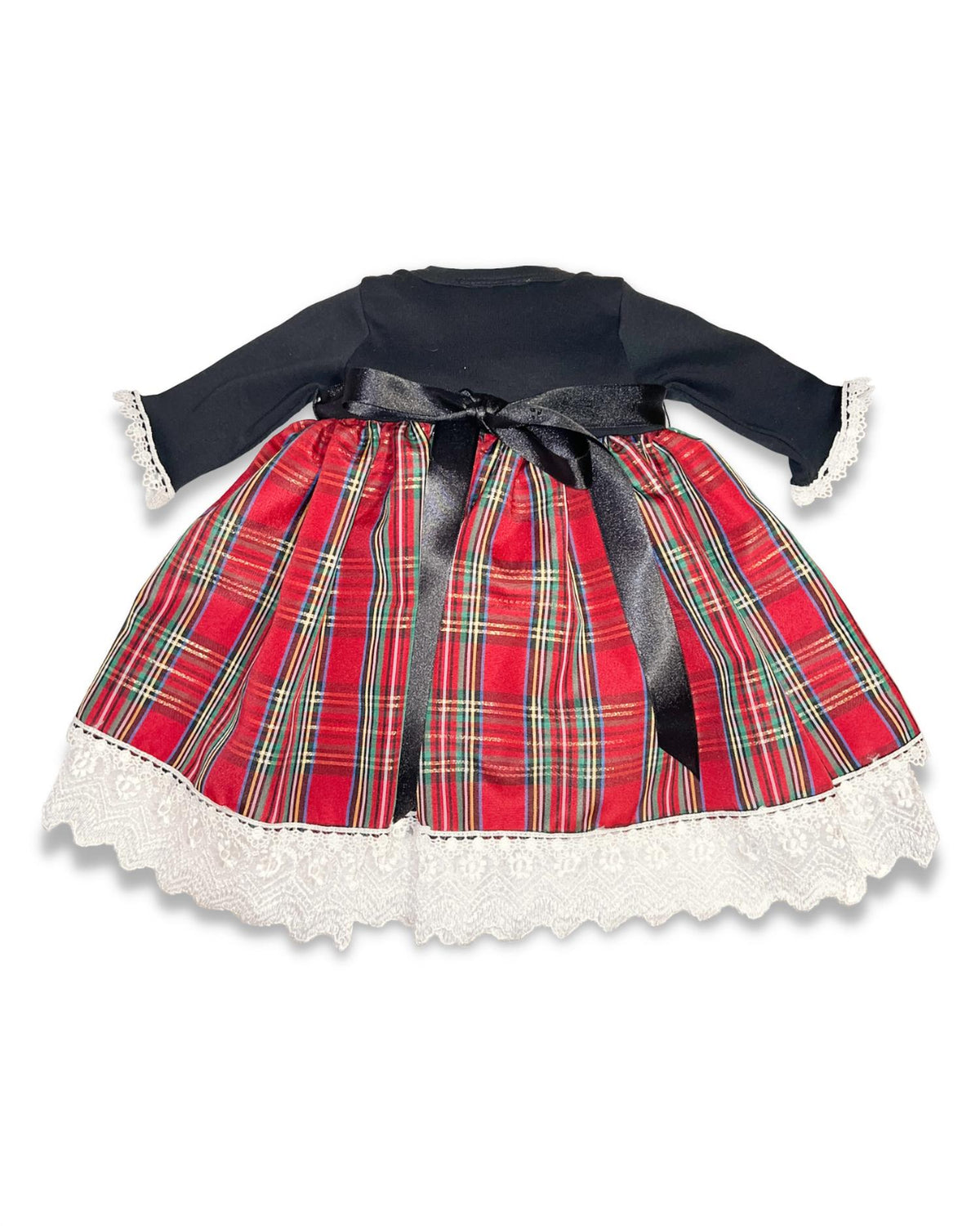Girl's Long Sleeve With Plaid Bottom Dress