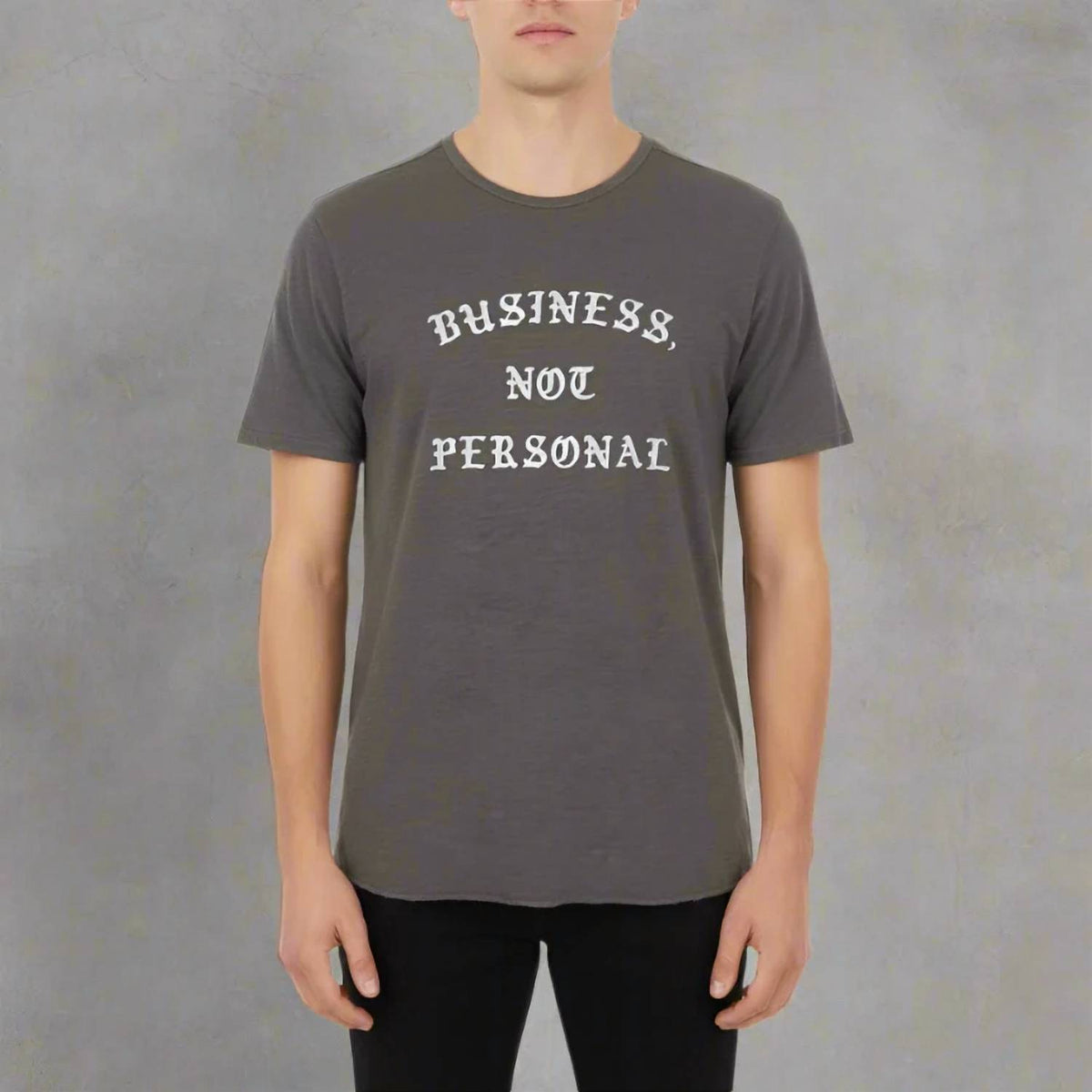 Kinetix Men's Business Not Personal Crewneck Graphic Tee in Charcoal