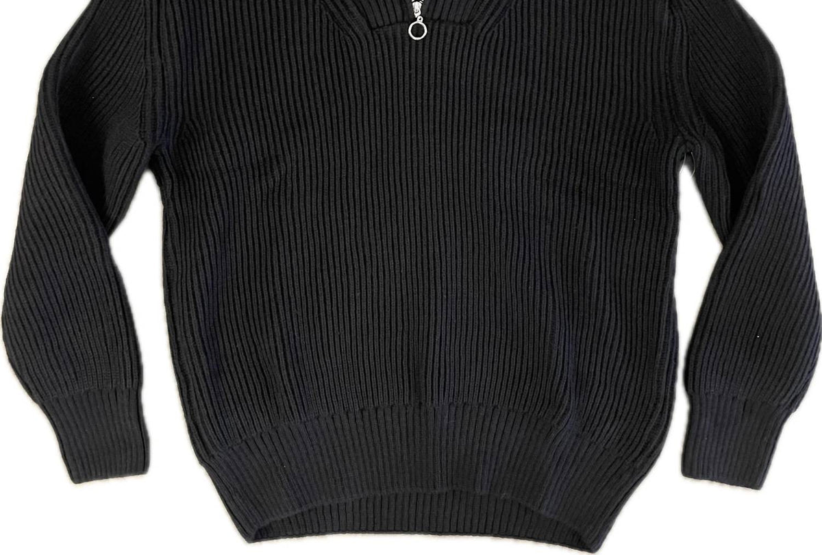 Kinetix Men's Newport Zip Long Sleeve Sweater in Raven Black With Steel Gray Interior Collar - view 5