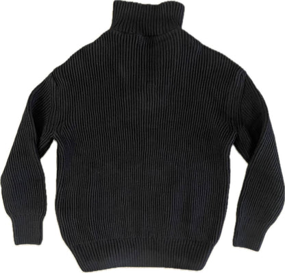 Kinetix Men's Newport Zip Long Sleeve Sweater in Raven Black With Steel Gray Interior Collar - view 6