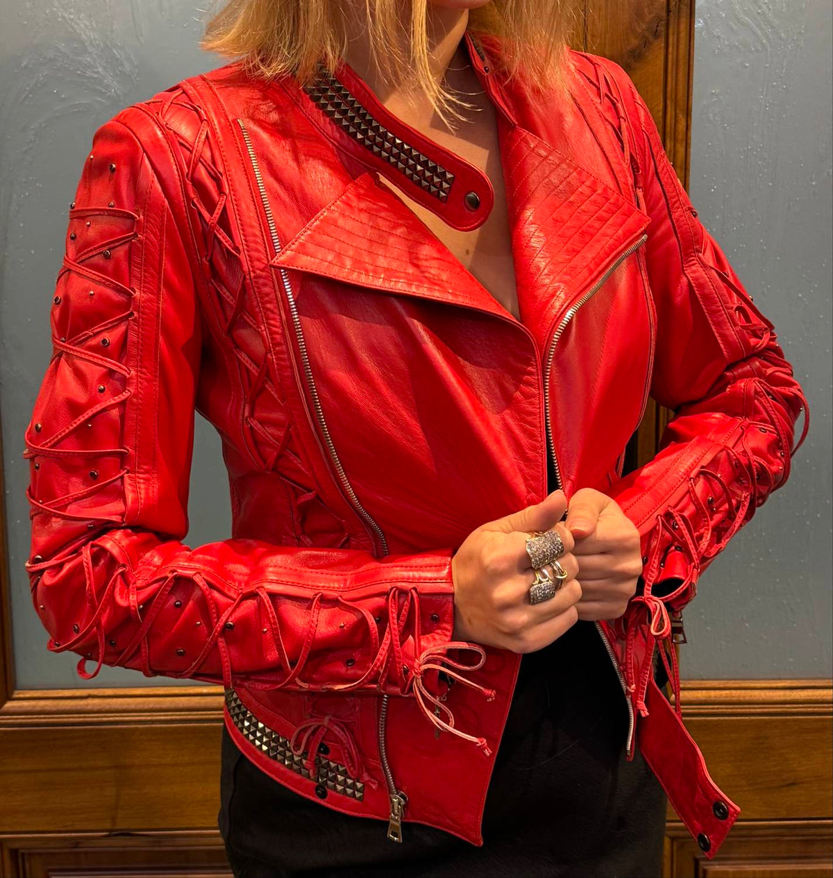 Laced Heart Leather Moto Jacket