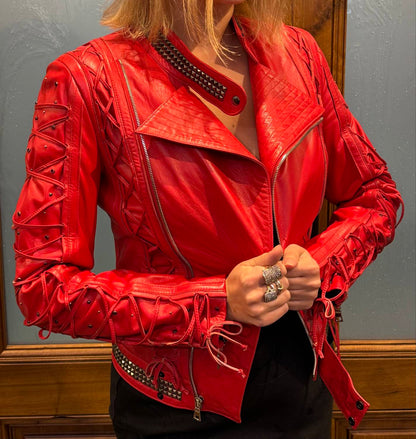Laced Heart Leather Moto Jacket