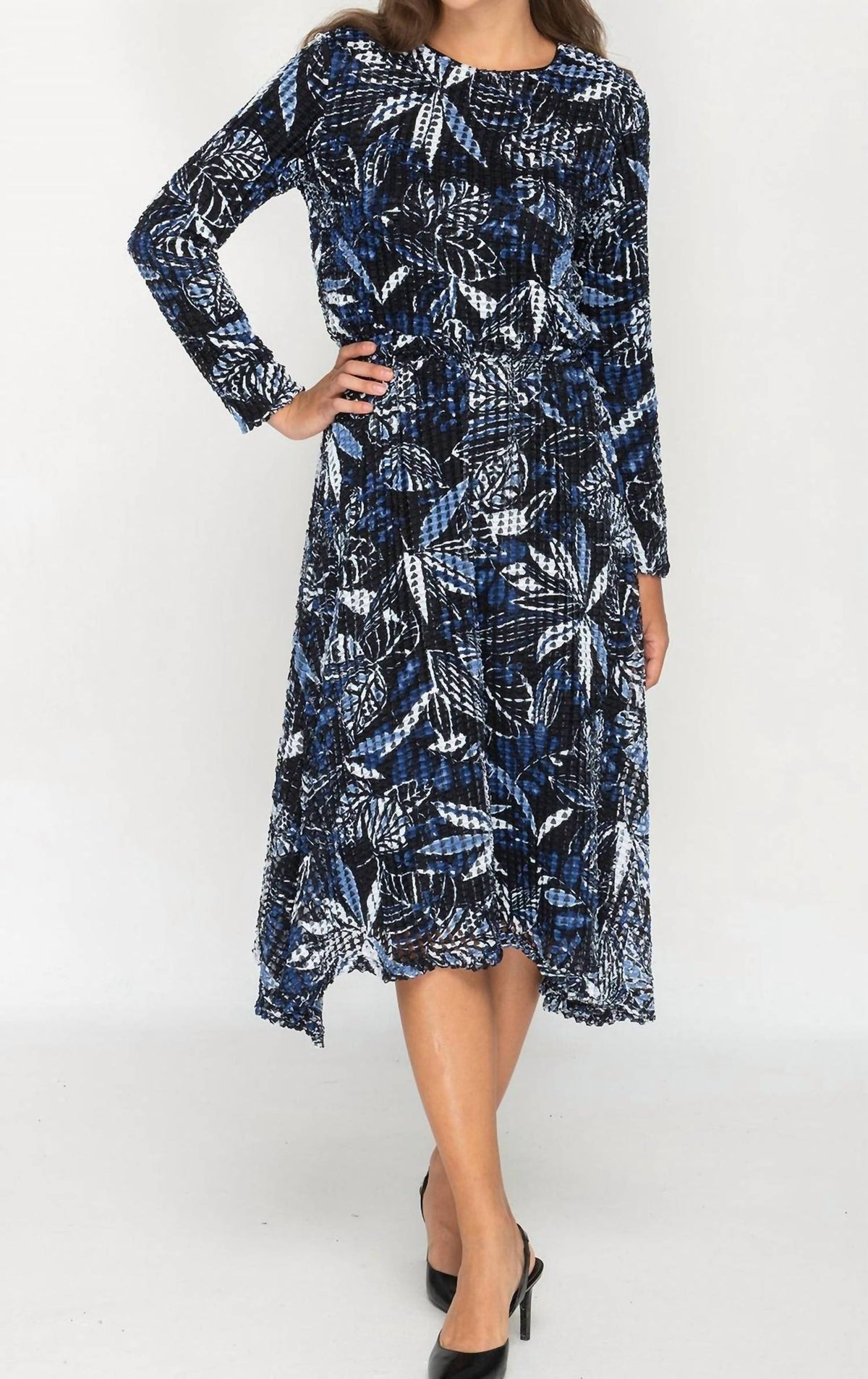 Textured Mesh Midi Dress