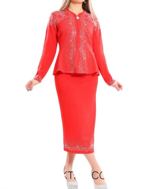 2 Piece Knit Rhinestones Formal Gown