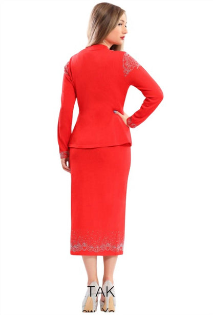 2 Piece Knit Rhinestones Formal Gown