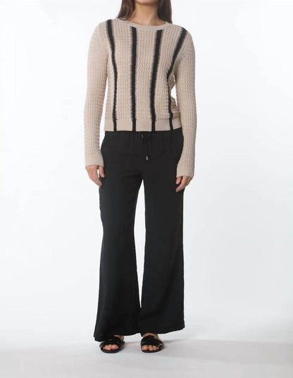 Stripe Textured Crew Sweater