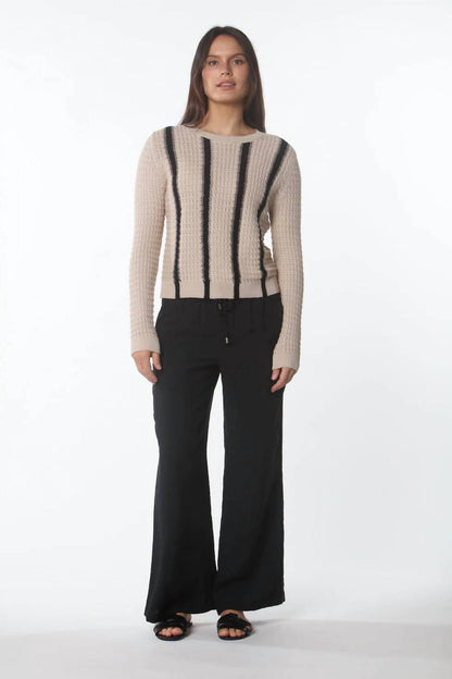 Stripe Textured Crew Sweater