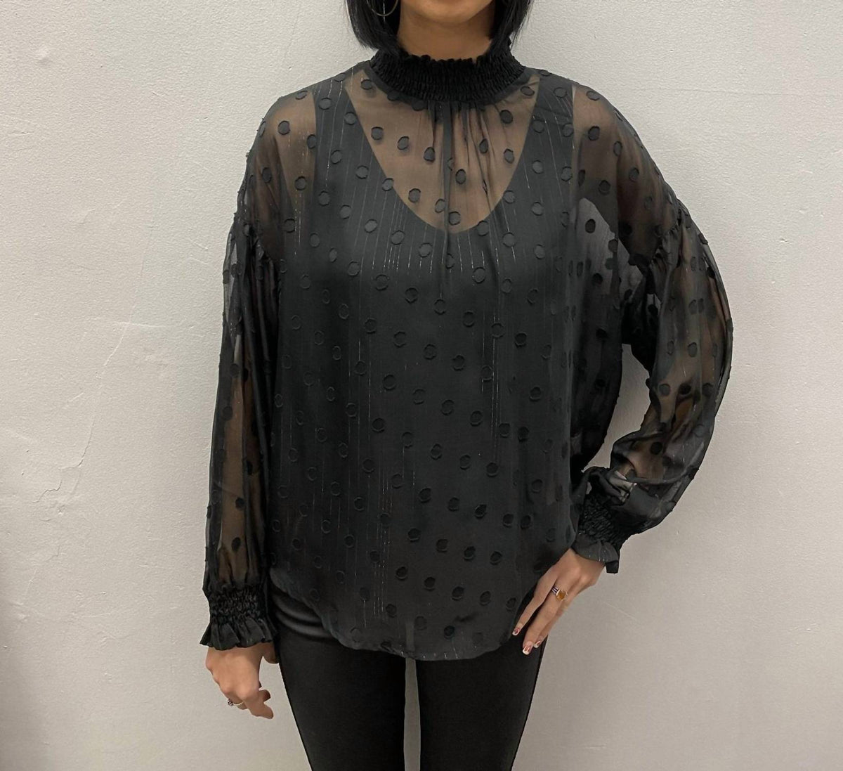 Polka Dot Sheer Blouse