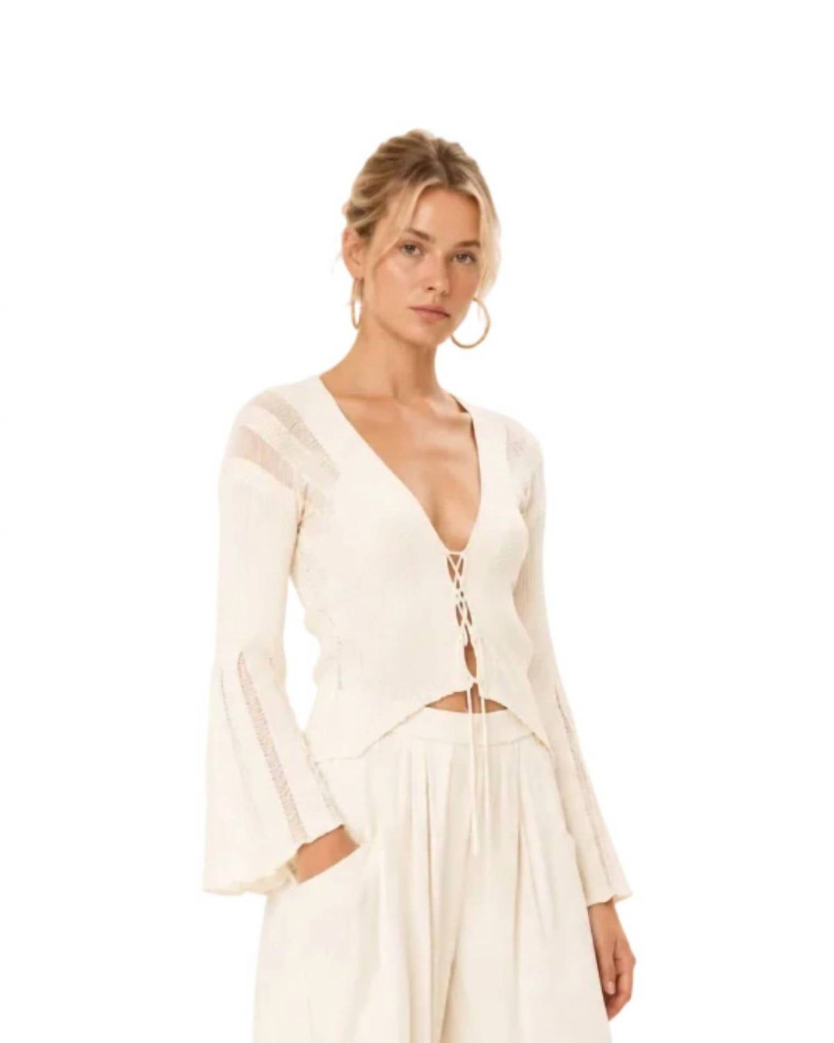 Bell Sleeve Knitted Cardigan