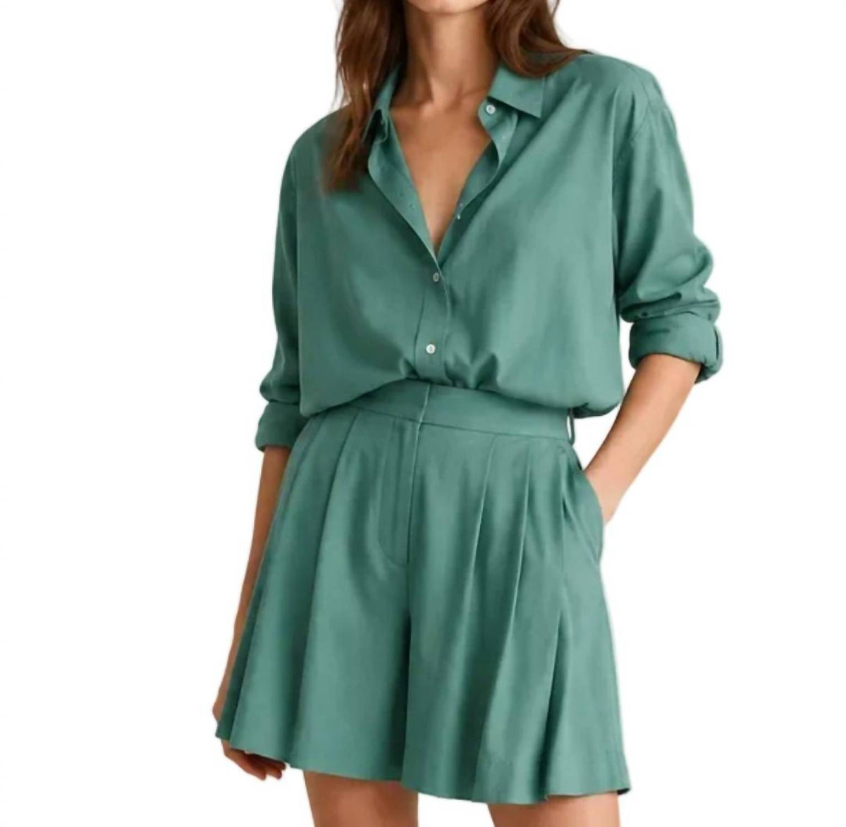 High Waisted Shorts With Pleats