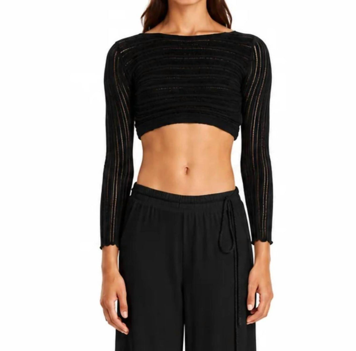 Long Sleeve Knitted Crop Top